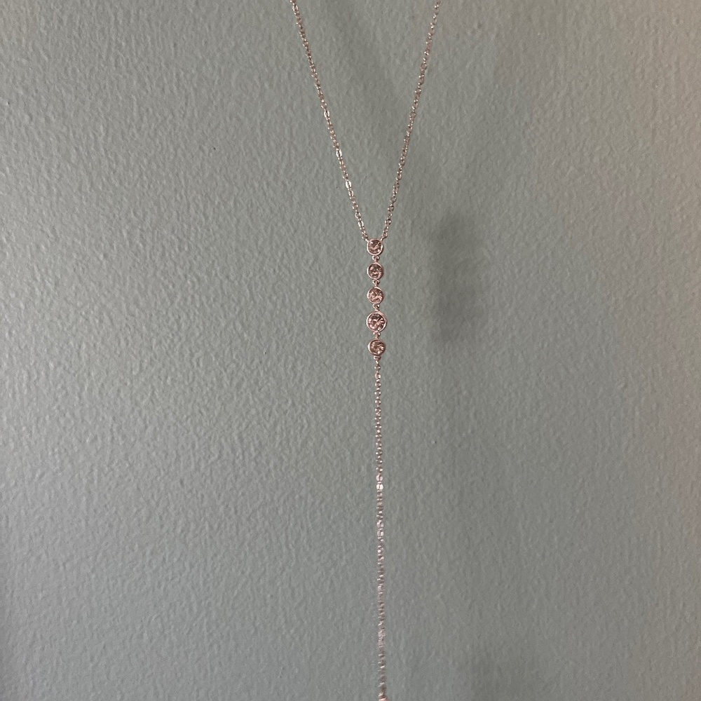 Silver long necklace with crystals